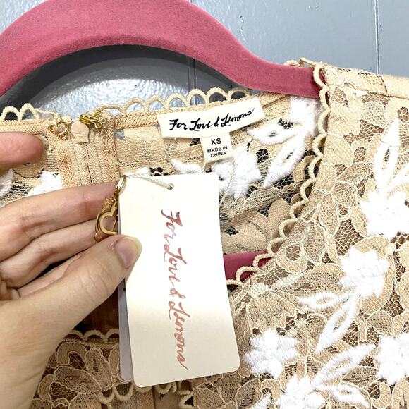 NEW For Love & Lemons Latte Beige Floral Lace Matador Tie Crop Top XS - Picture 4 of 8